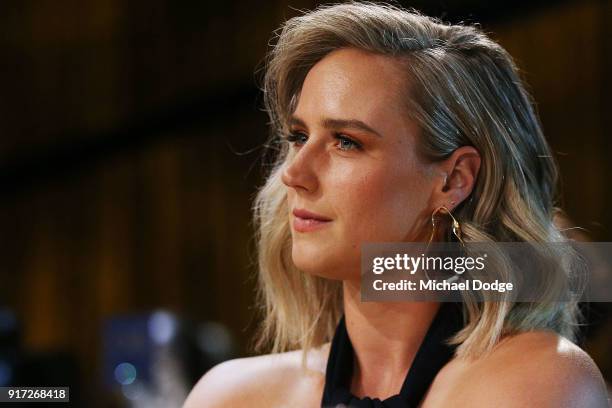 Ellyse Perry looks on at the 2018 Allan Border Medal at Crown Palladium on February 12, 2018 in Melbourne, Australia.