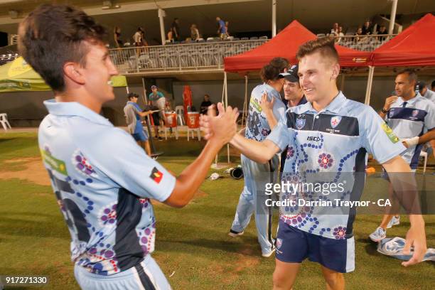 The N.S.W. Mens team celebrate winning the final against Victoria during the 2018 Cricket Australia via Getty Images Indigenous Championships on...