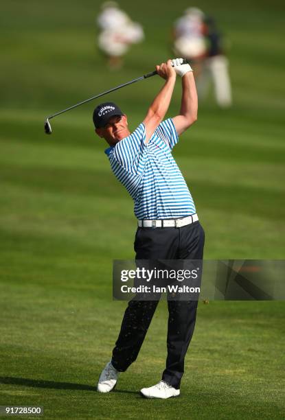 David Drysdale of Scotland in action during the 3rd Round of the Madrid Masters at Cantro Nacional De Golf on October 10, 2009 in Madrid, Spain.