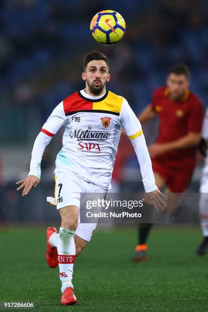 Marco DAlessandro of Benevento during the serie A match between AS Roma and Benevento Calcio at Stadio Olimpico on February 11, 2018 in Rome, Italy.