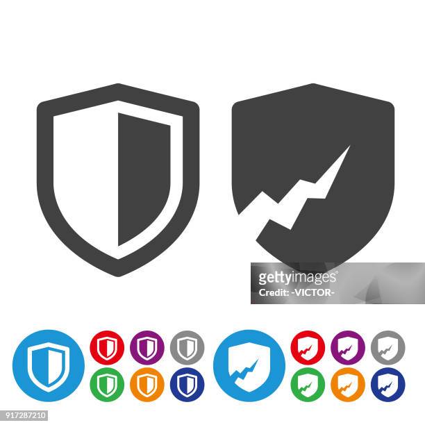 security icons - graphic icon series - protection stock illustrations