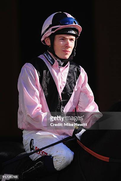 Jockey Jamie Spencer at Ascot racecourse on October 10, 2009 in Ascot, England.