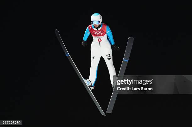 Elena Runggaldier of Italy makes a jump during the Ladies' Normal Hill Individual Ski Jumping Final on day three of the PyeongChang 2018 Winter...