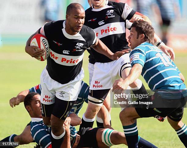 Pietersen and Naas Olivier during the Absa Currie Cup match between GWK Griquas and Sharks from GWK Park on 10 October 2009 in Kimberley, South...