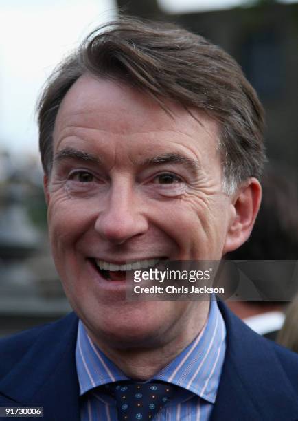 Peter Mandelson leaves the wedding of Charles Dunstone and Celia Gordon Shute at Christ Church Spitalfields on October 10, 2009 in London, England.