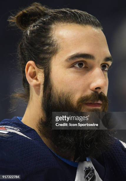 Winnipeg Jets Left Wing Mathieu Perreault warms up before a NHL game between the Winnipeg Jets and New York Rangers on February 11, 2018 at Bell MTS...