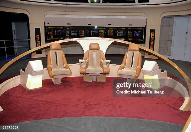 Recreation of the Enterprise bridge from the "Star Trek: The Next Generation" TV series on display at "Star Trek - The Exhibition" at the Hollywood &...