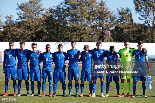 Players of Italy U16 Cosimo Da Graca, Sebastiano Esposito, Stefano Cester, Franco Tongya Heubang, Simone Trimboli, Lorenzo Pirola, Edoardo Bove,...