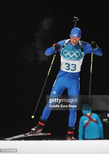 Lowell Bailey of the United States competes during the Men's Biathlon 12.5km Pursuit on day three of the PyeongChang 2018 Winter Olympic Games at...