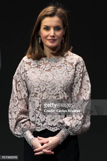 Queen Letizia of Spain attends the 'Innovation and Design' awards 2017 at El Bosque Theater on February 12, 2018 in Mostoles, Spain.