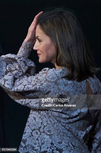 Queen Letizia of Spain attends the 'Innovation and Design' awards 2017 at El Bosque Theater on February 12, 2018 in Mostoles, Spain.
