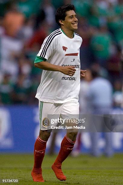Ricardo Osorio of Mexico celebrates victory over El Salvador during a 2010 FIFA World Cup qualifying at the Azteca Stadium on October 10, 2009 in...