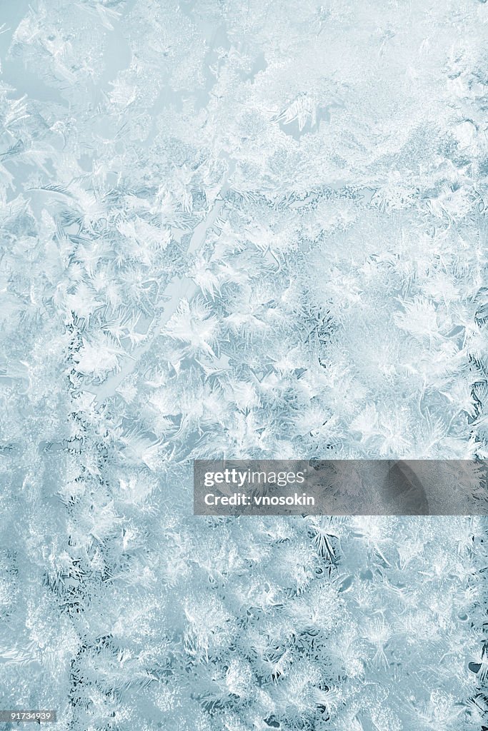 Water that solidified as frost on window