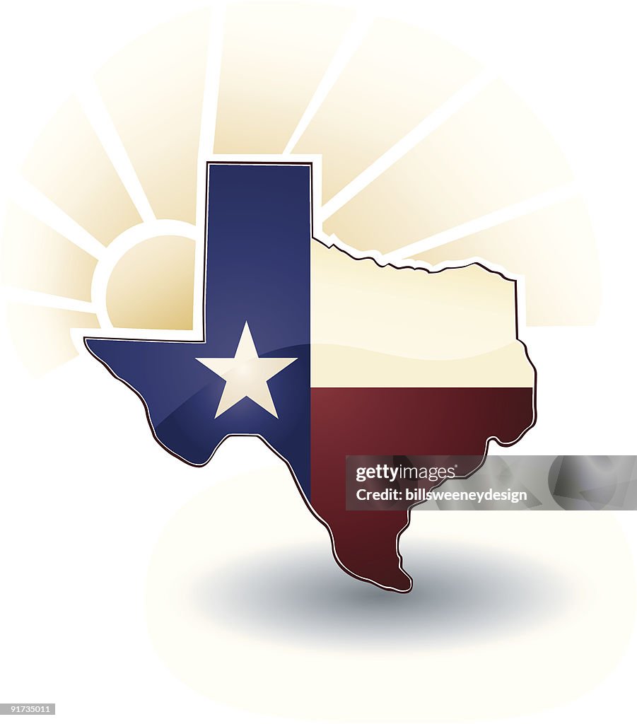 Texas State with sun beams and shadow