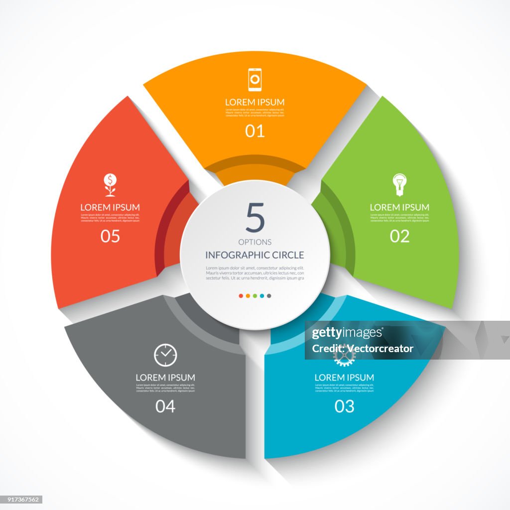 Process Chart Detailed Rounded Icon Infographic Circle Process Chart Vector Diagram With 5 Options Can Be ...