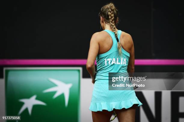 Deborah Chiesa of Italy team during 2018 Fed Cup BNP Paribas World Group II First Round match between Italy and Spain at Pala Tricalle &quot;Sandro...