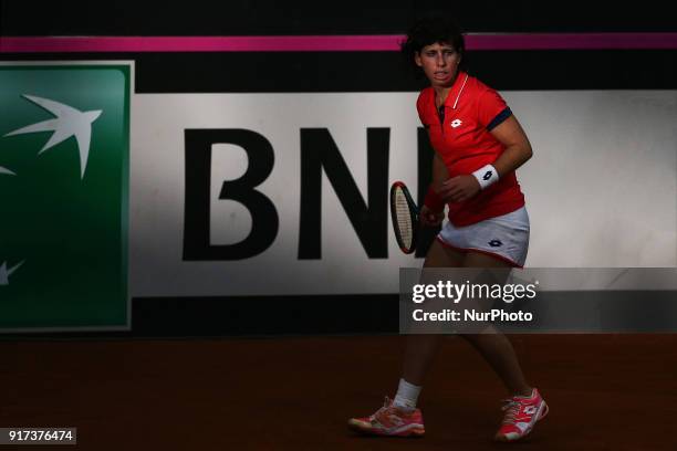 Carla Suarez Navarro of Spain team during 2018 Fed Cup BNP Paribas World Group II First Round match between Italy and Spain at Pala Tricalle...