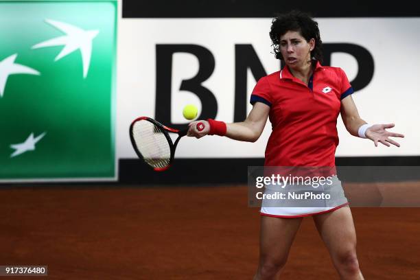 Carla Suarez Navarro of Spain team during 2018 Fed Cup BNP Paribas World Group II First Round match between Italy and Spain at Pala Tricalle...