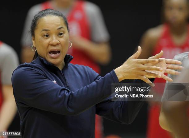 Dawn Staley of the 2018 USA Basketball Women's National Team during training camp at the University of South Carolina on February 11, 2018 in...