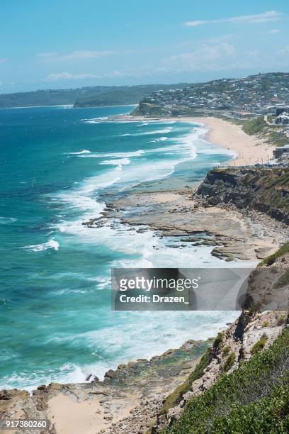beautiful beaches across australia - newcastle new south wales stock pictures, royalty-free photos & images