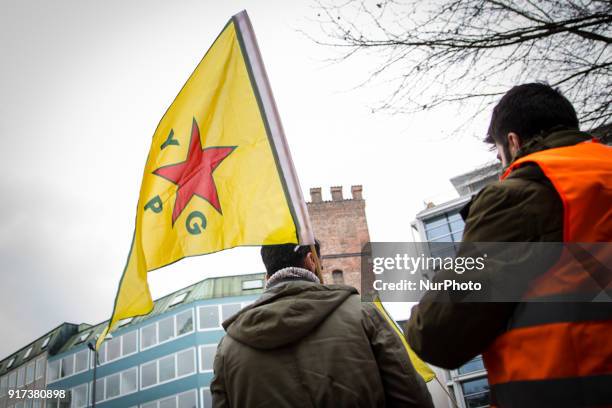 About 300 people demonstrated in Munich, Germany, on 10 February 2018 in solidarity with the city of Afrin and the kurdish fighters in Syria. They...