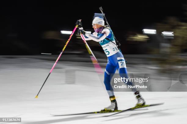 Kaisa Makarainen of Finland competing at Women's 10km Pursuit, Biathlon, at olympics at Alpensia biathlon stadium, Pyeongchang, South Korea. On...