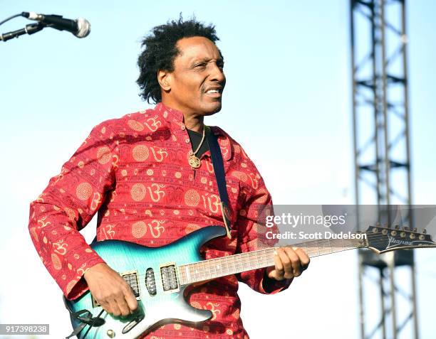 Guitarist Al Anderson, formerly of Bob Marley & The Wailers, performs onstage with The Original Wailers during day 2 of the One Love Cali Festival at...
