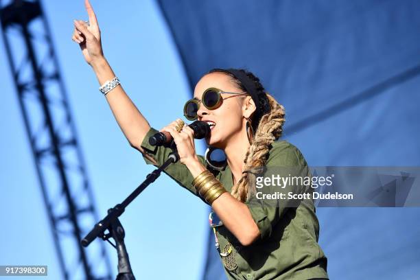 Singer Nattali Rize performs onstage during day 2 of the One Love Cali Festival at The Queen Mary on February 11, 2018 in Long Beach, California.