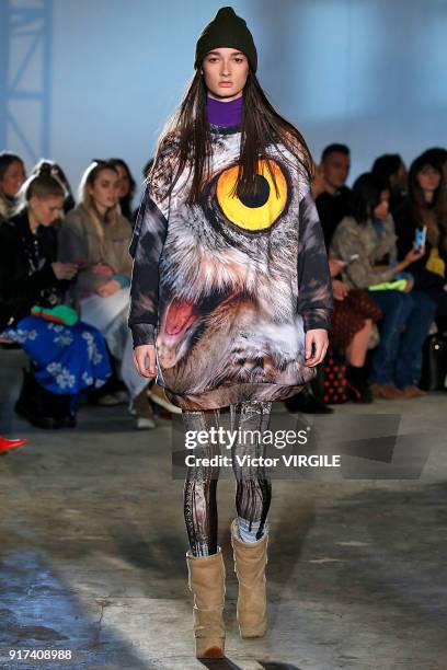 Model walks th runway at the R13 Ready to Wear Fall/Winter 2018-2019 fashion show during New York Fashion Week on February 10, 2018 in New York City.