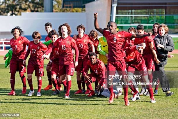 Players of Portugal U16 celebrate their victory of the tournament after the final penalties against Germany U16 during UEFA Development Tournament...