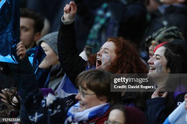 Scotland fans during the Six Nations match between Scotland and France at Murrayfield on February 11, 2018 in Edinburgh, Scotland.