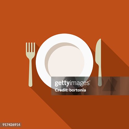 Place Setting Flat Design Thanksgiving Icon Place Setting Flat Design Thanksgiving Icon