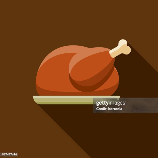 türkei wohnung designikone thanksgiving - turkey leg stock-grafiken, -clipart, -cartoons und -symbole