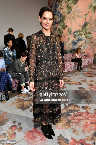 Actor Katie Holmes attends the Zimmermann fashion show during New York Fashion Week: The Shows at Gallery I at Spring Studios on February 12, 2018 in...
