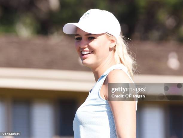 Participant Kelly Rohrbach is seen during practice of the 3M Celebrity Challenge At The PGA Pebble Beach AT&T Pro AM at Pebble Beach Golf Links on...