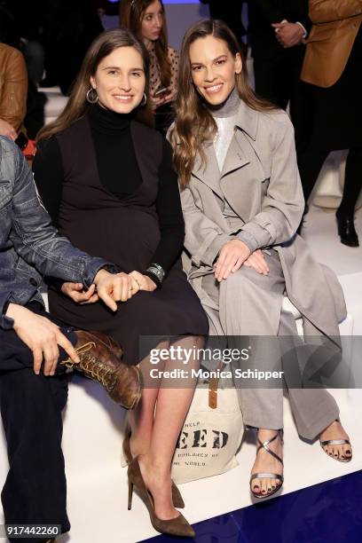 Lauren Bush Lauren and Hilary Swank attends the Ralph Lauren fashion show during New York Fashion Week: The Shows on February 12, 2018 in New York...