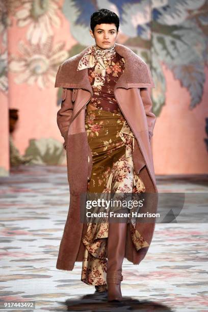 Model walks the runway for Zimmermann during New York Fashion Week: The Shows at Gallery I at Spring Studios on February 12, 2018 in New York City.