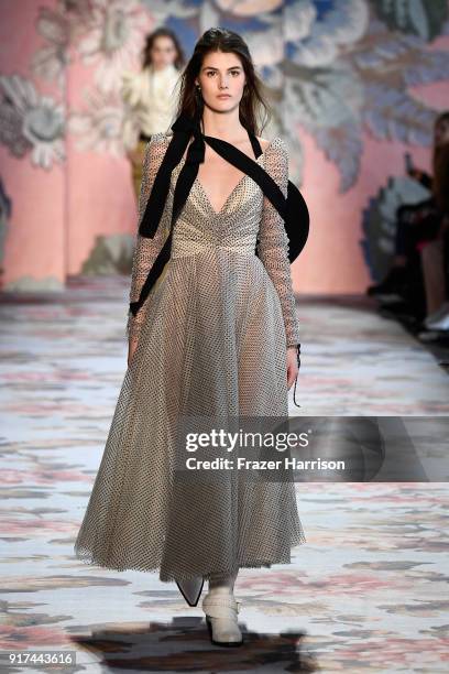 Model walks the runway for Zimmermann during New York Fashion Week: The Shows at Gallery I at Spring Studios on February 12, 2018 in New York City.