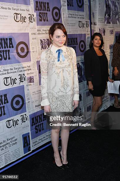 Actress Emma Stone attends the Anna Sui for Target pop-up store launch party at Anna Sui for Target Pop-Up Store on September 9, 2009 in New York...