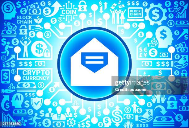 open letter icon on money and cryptocurrency background - man opening envelope stock illustrations