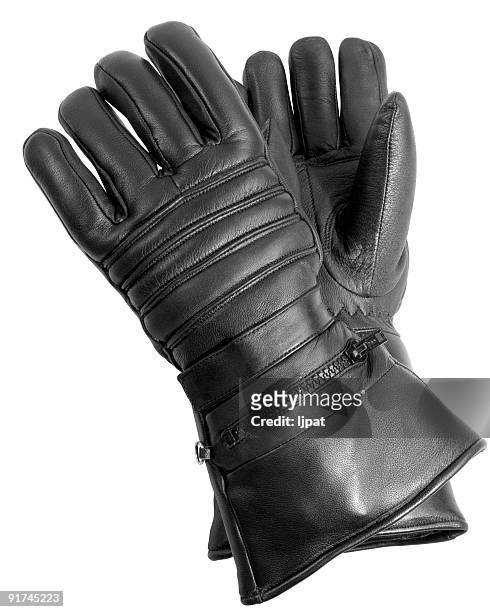 black leather biker gloves - black glove stock pictures, royalty-free photos & images