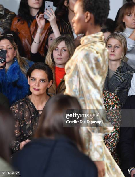 Actor Katie Holmes attends the Zimmermann fashion show during New York Fashion Week: The Shows at Gallery I at Spring Studios on February 12, 2018 in...