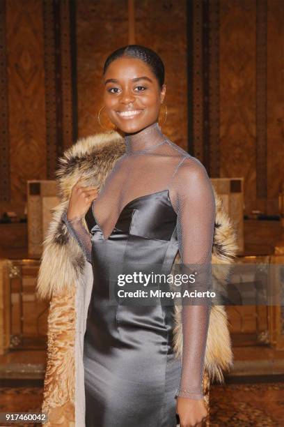 Actress Denee Benton attends the Dennis Basso fashion show at St. Bartholomew's Church on February 12, 2018 in New York City.