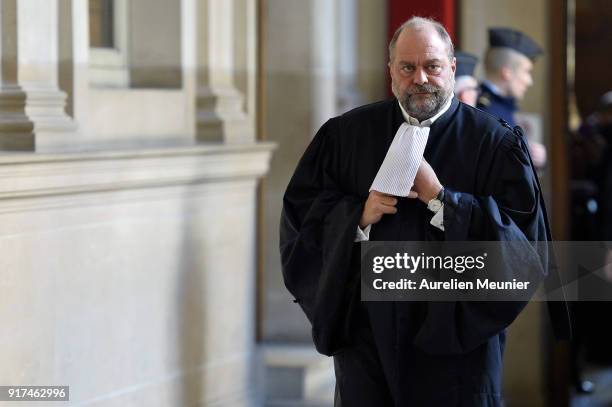 Lawyer Eric Dupond-Moretti leaves the appeal court house at the end of the first hearing of his client Former French Minister of Economy, Jerome...