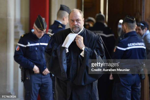 Lawyer Eric Dupond-Moretti leaves the appeal court house at the end of the first hearing of his client Former French Minister of Economy, Jerome...