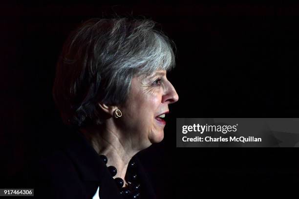 British Prime Minister Theresa May holds a press conference at Stormont House on February 12, 2018 in Belfast, Northern Ireland. Prime Minister May...