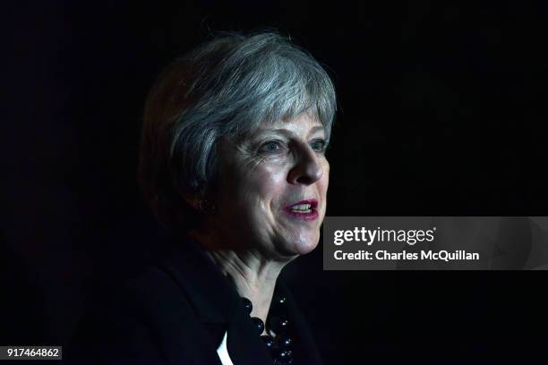 British Prime Minister Theresa May holds a press conference at Stormont House on February 12, 2018 in Belfast, Northern Ireland. Prime Minister May...