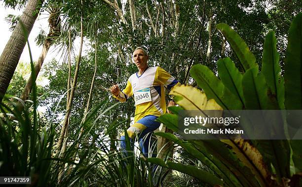 Competitor runs the course during the mens Orienteering during day two of the 2009 Sydney World Masters Games at Sydney Olympic Park on October 11,...