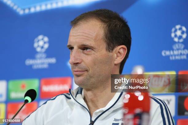 Massimiliano Allegri, head coach of Juventus FC, during the Juventus FC press conference on the eve of the first leg of the Round 16 of the UEFA...