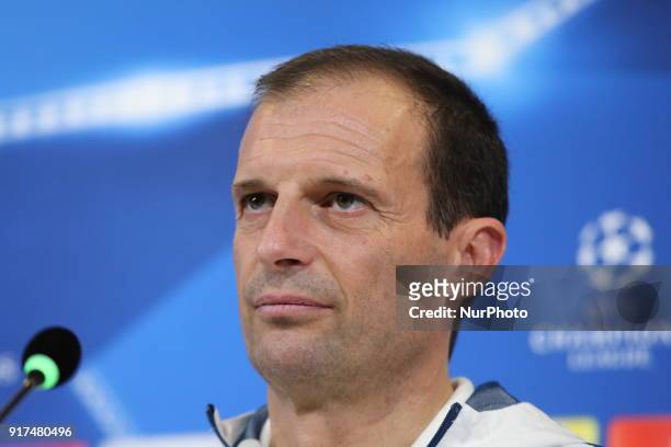 Massimiliano Allegri, head coach of Juventus FC, during the Juventus FC press conference on the eve of the first leg of the Round 16 of the UEFA...